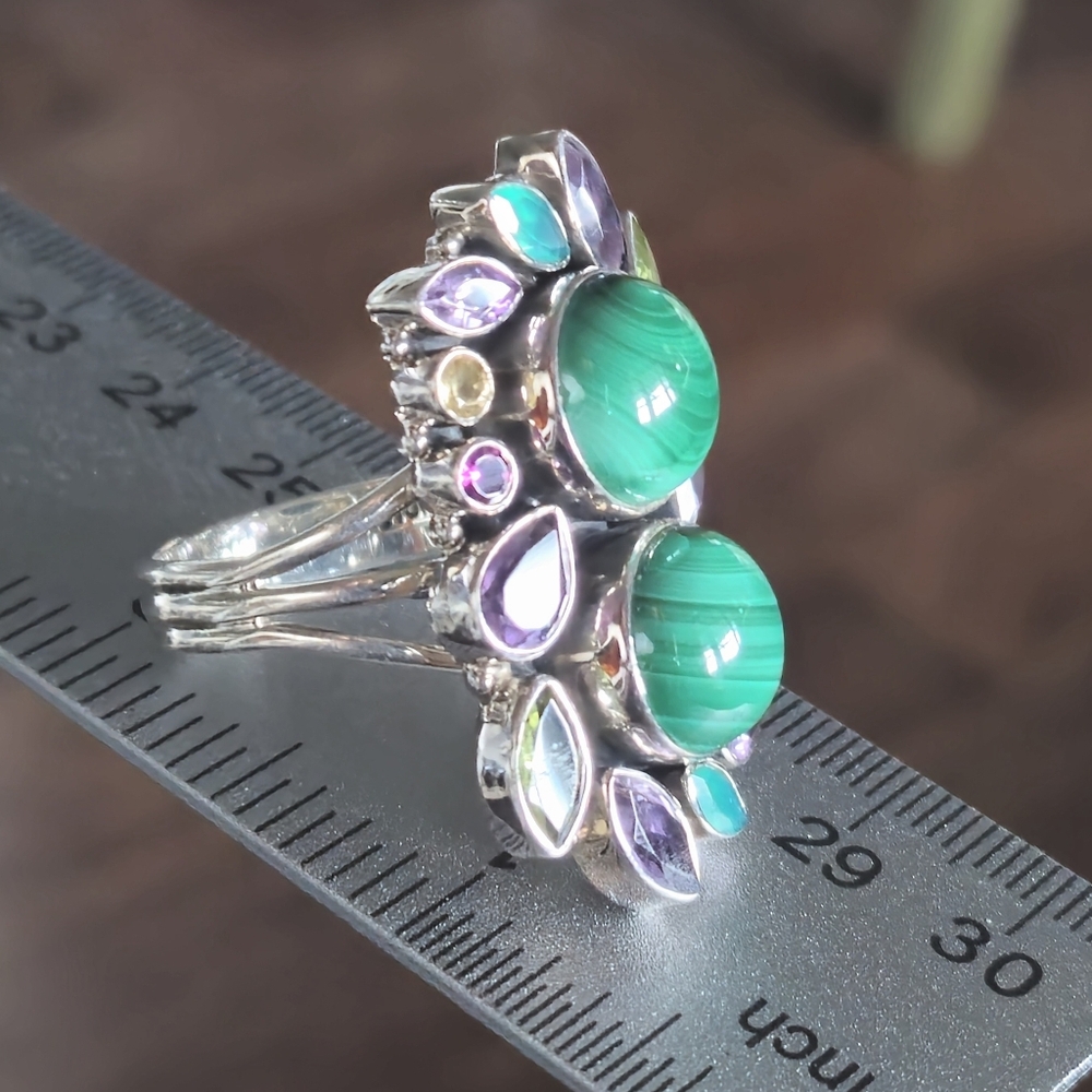 Nicky Butler RAJ COLLECTION 925 Sterling Silver Malachite LIMITED EDITION RING - Picture 10 of 14